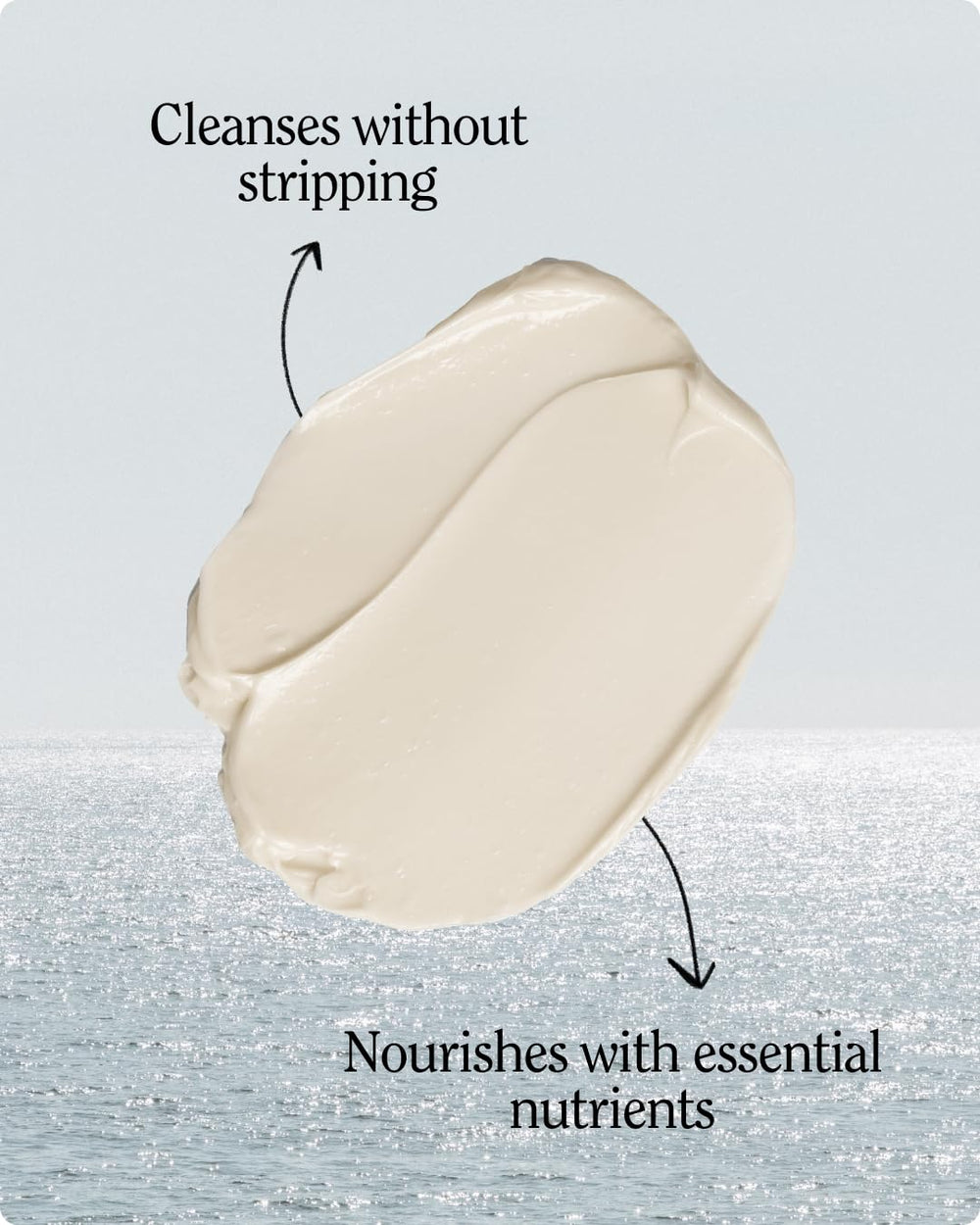 Creamy conditioner texture spread indicating rich nourishment for smoother strands