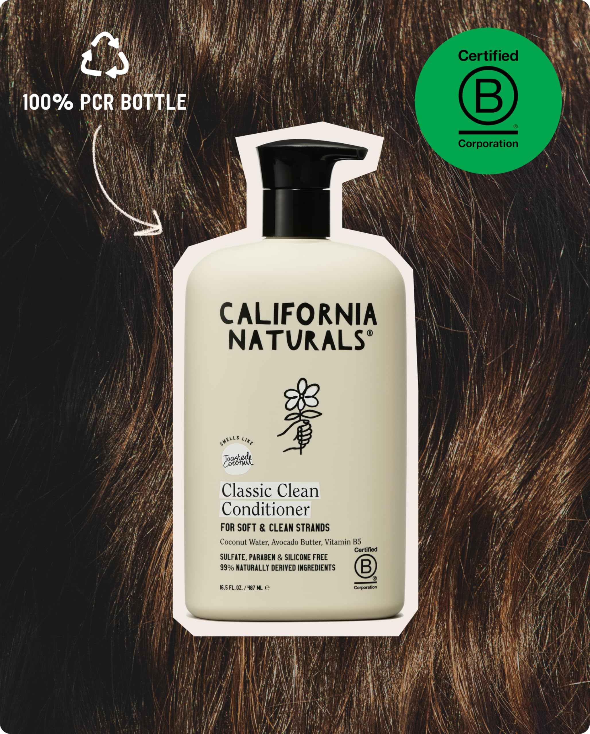 Vitamin B5 and honeysuckle in conditioner help protect and strengthen hair