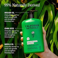 California Naturals Moisture Conditioner bottle shows frizz control and shine boost