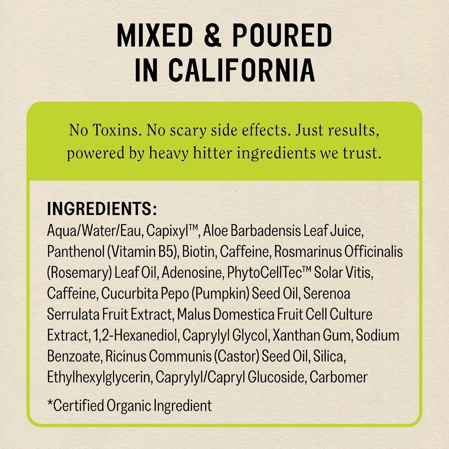 California Naturals Re:GRO serum bottle with pump-dispense for easy application.