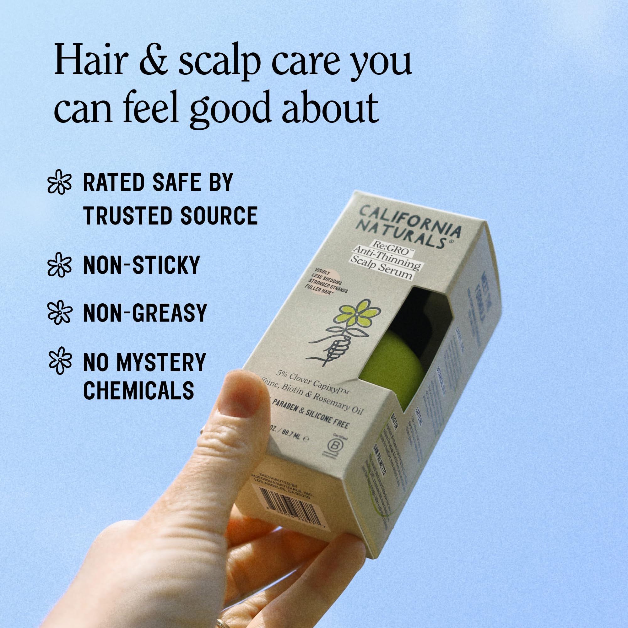 Ingredients close-up: Capixyl, biotin and caffeine in California Naturals Re:GRO