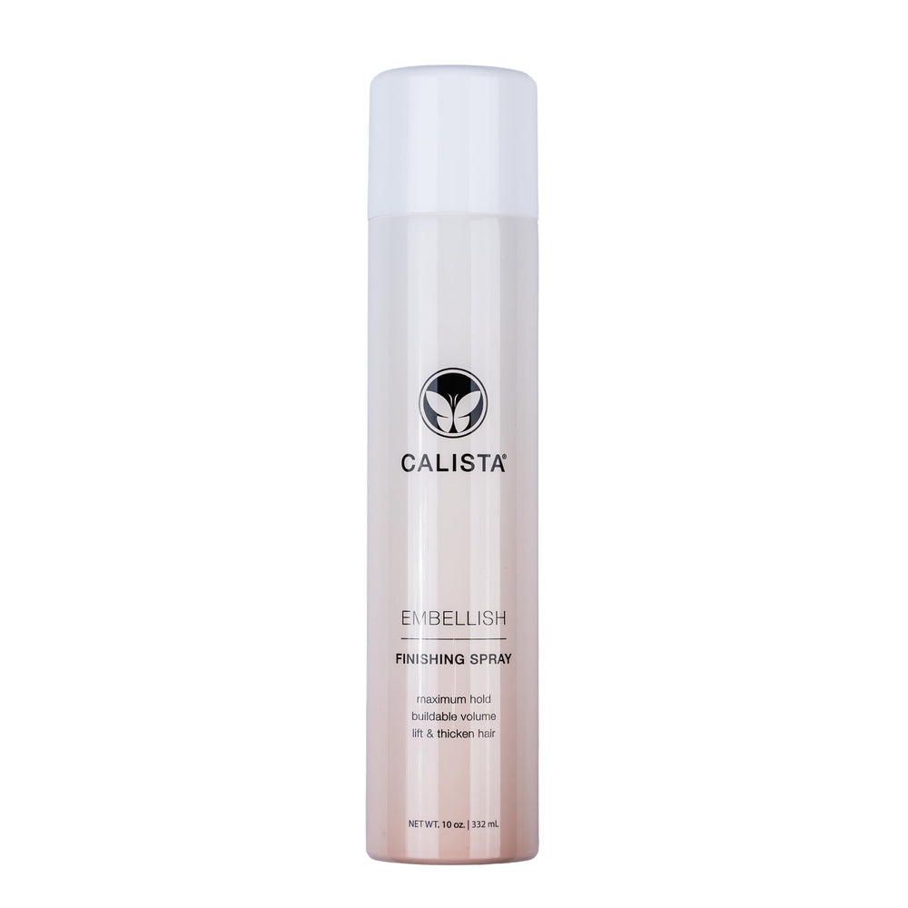 Calista Embellish Finishing Spray bottle ready for styling with long-lasting hold