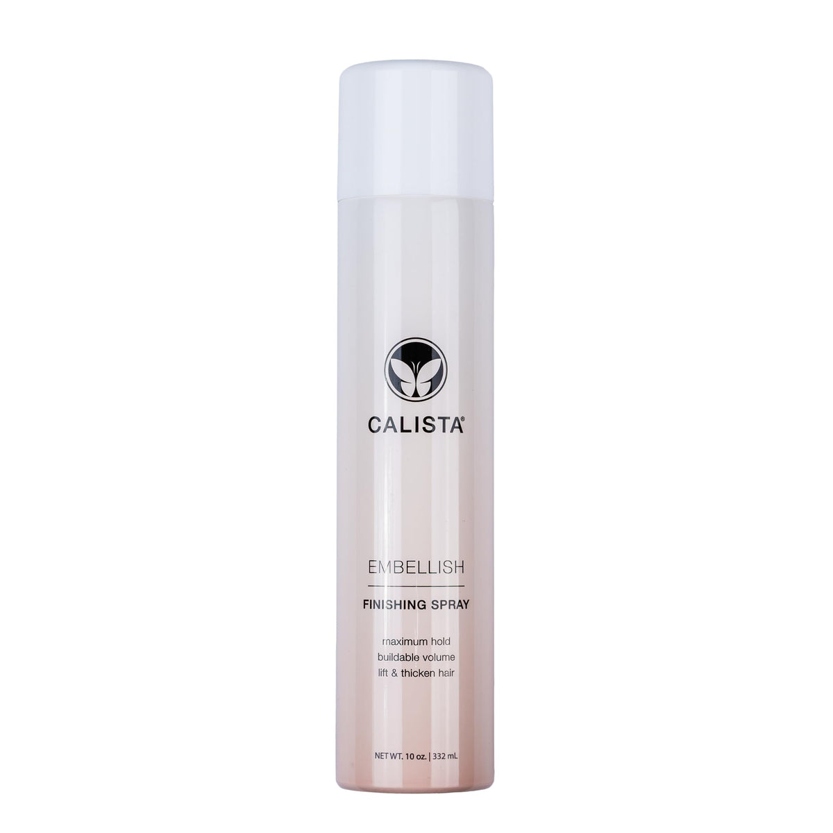 Calista Embellish Finishing Spray bottle ready for styling with long-lasting hold