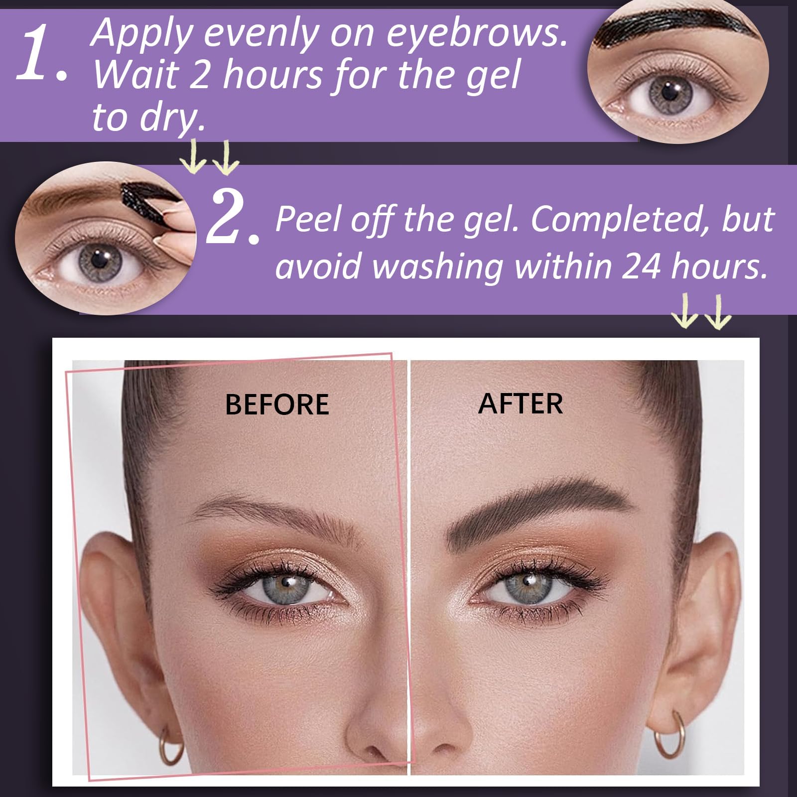 Callmynm Peel Off Eyebrow Gel peel-off action revealing vivid color