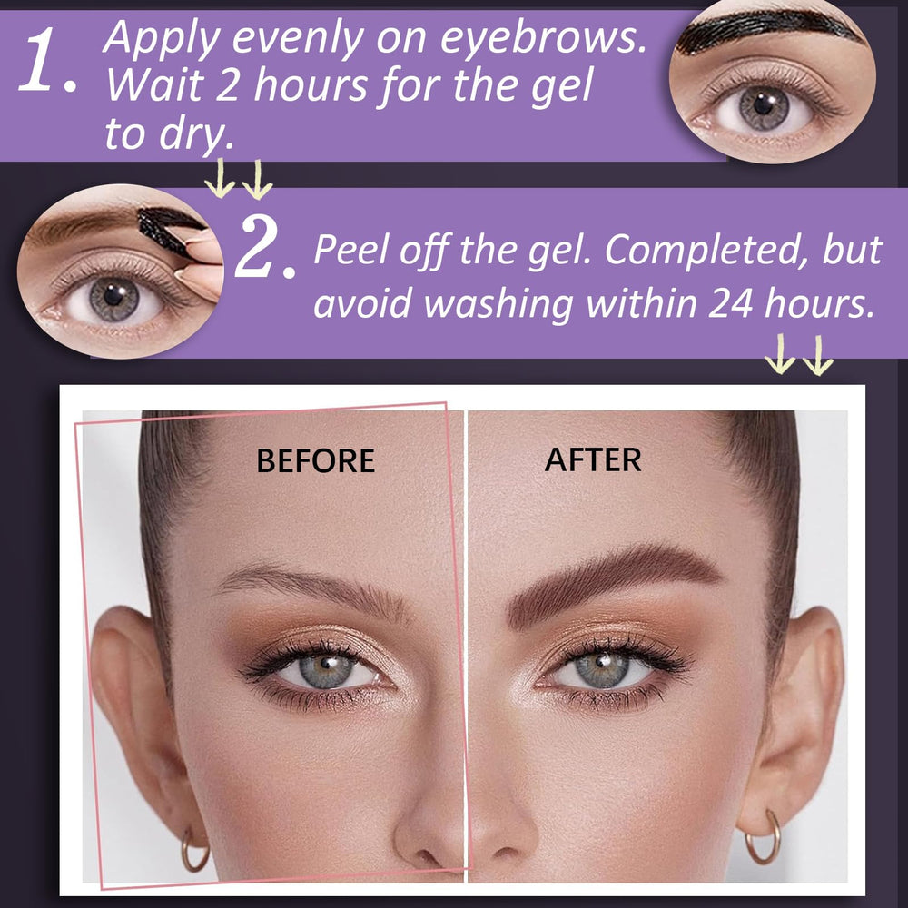 Callmynm Peel Off Eyebrow Gel swatches showing four universal shades.