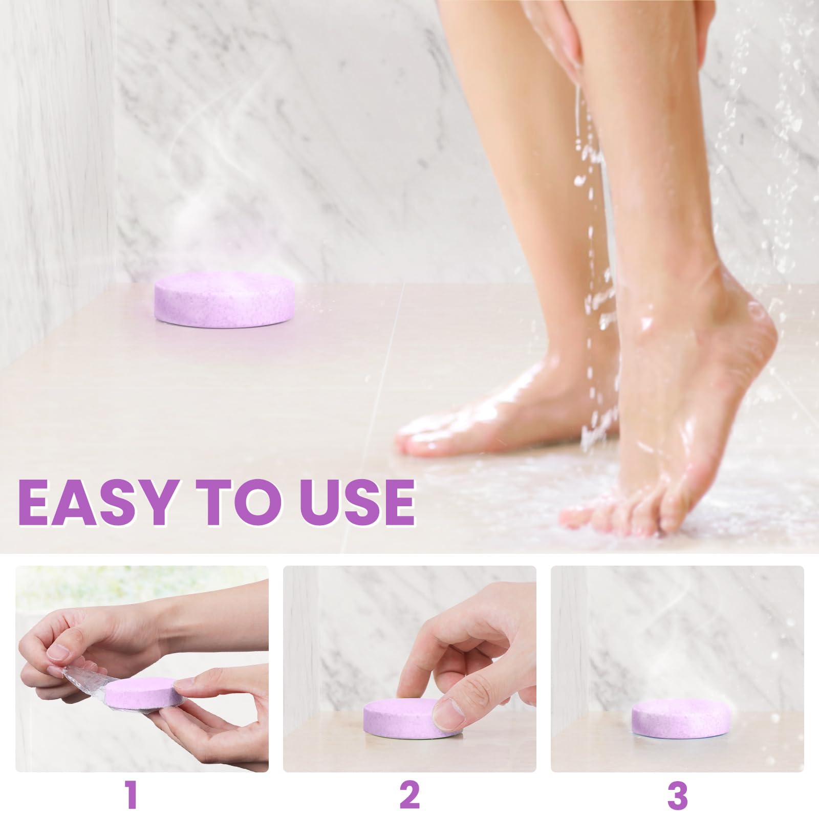 CalmNFiz grapefruit shower steamer brightens the shower session.