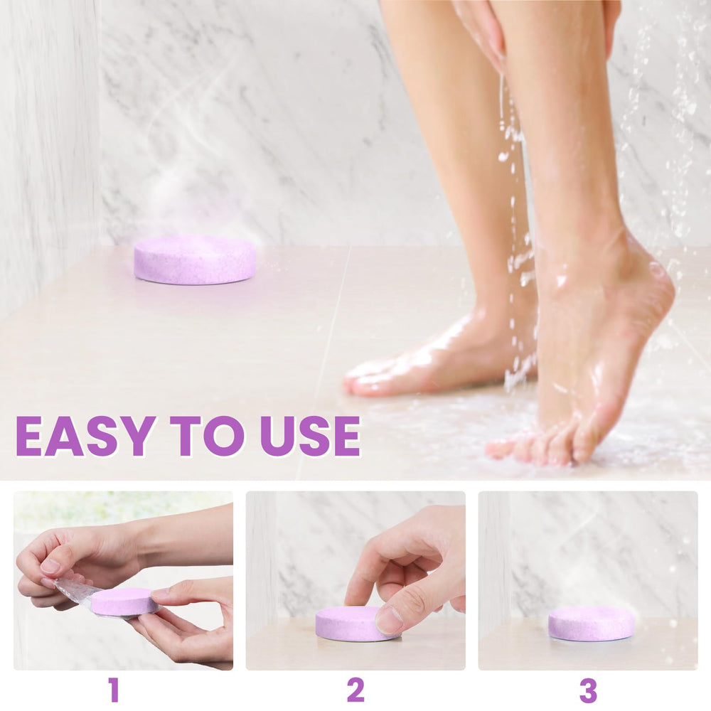 CalmNFiz grapefruit shower steamer brightens the shower session.