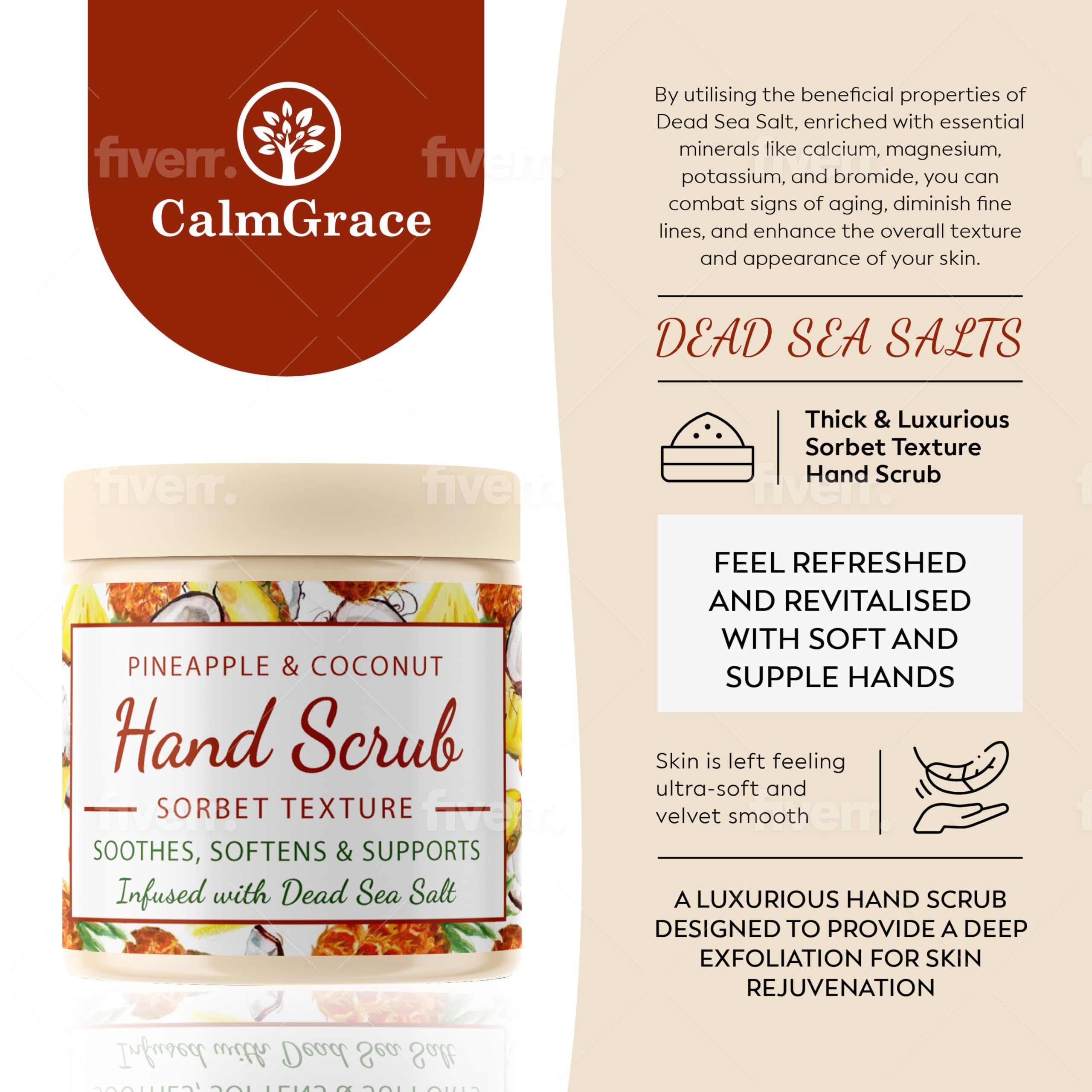 CalmGrace Pineapple Coconut scent enhances daily hand care ritual.