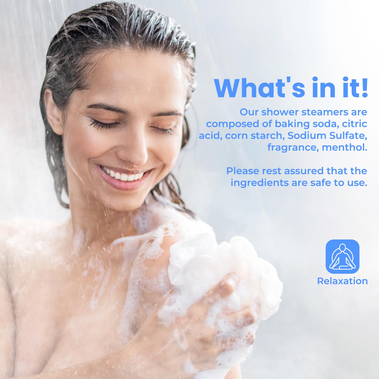 CalmNFiz shea butter rich formula for gentle skin in the shower.