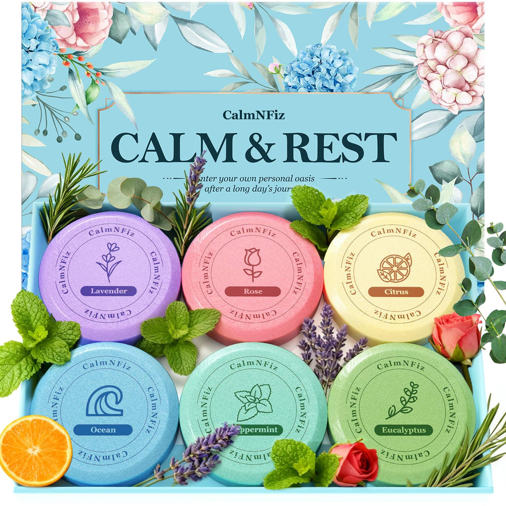 CalmNFiz citrus shower steamer highlights a refreshing scent for your shower.