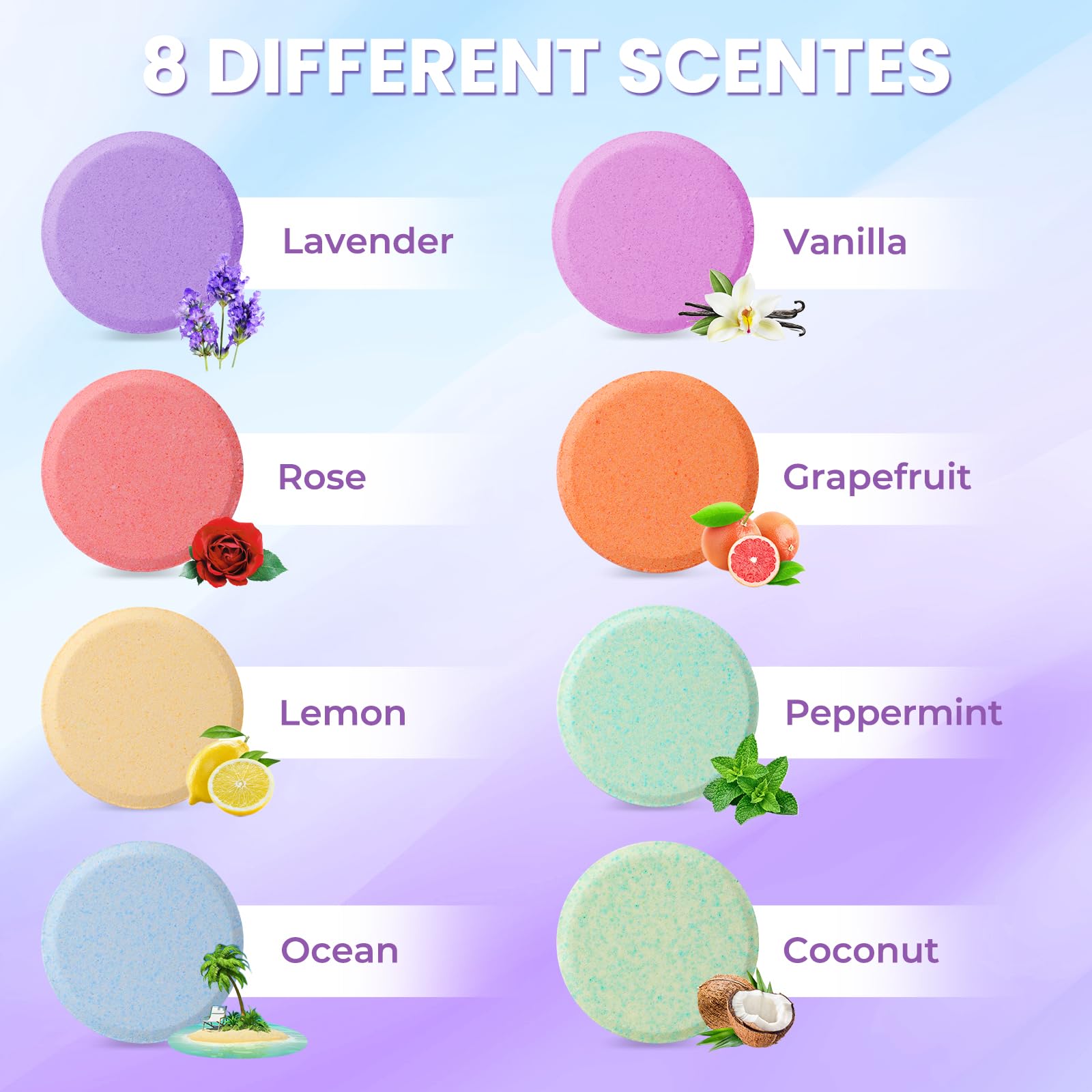 CalmNFiz coconut shower steamer with tropical scent for a relaxing escape.