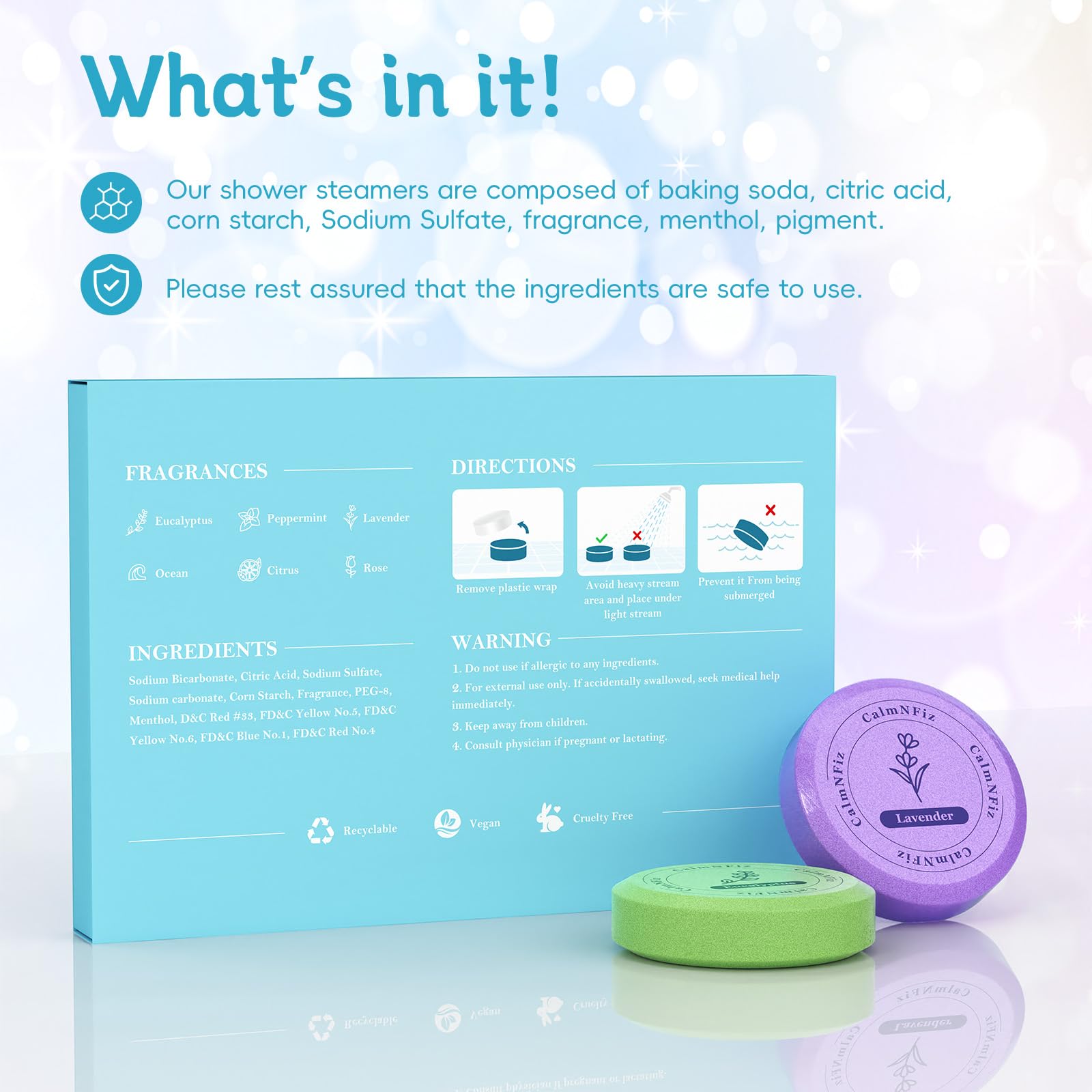 CalmNFiz eucalyptus steamer emits a soothing breath-clearing fragrance.