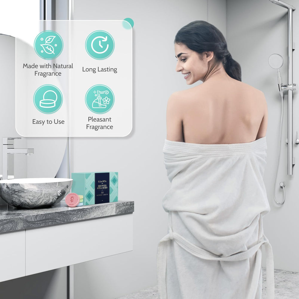 CalmNFiz steam release in shower, dissolving tablets.