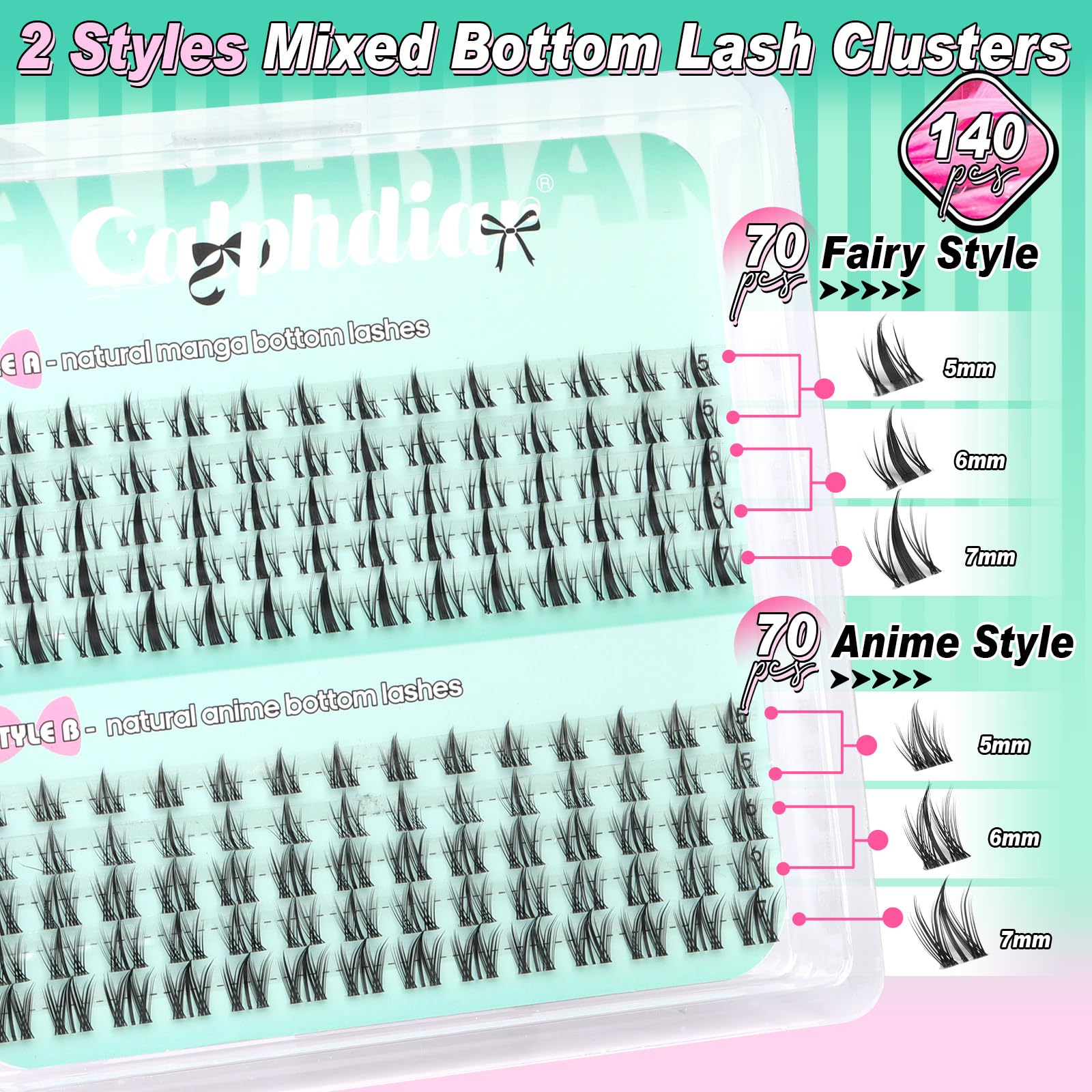 Calphdiar bottom lash clusters anime style add drama with balanced lower lashes.