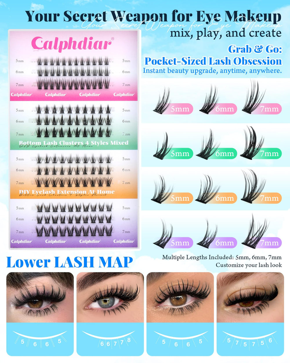 Calphdiar bottom lash clusters bold look boosts eye definition