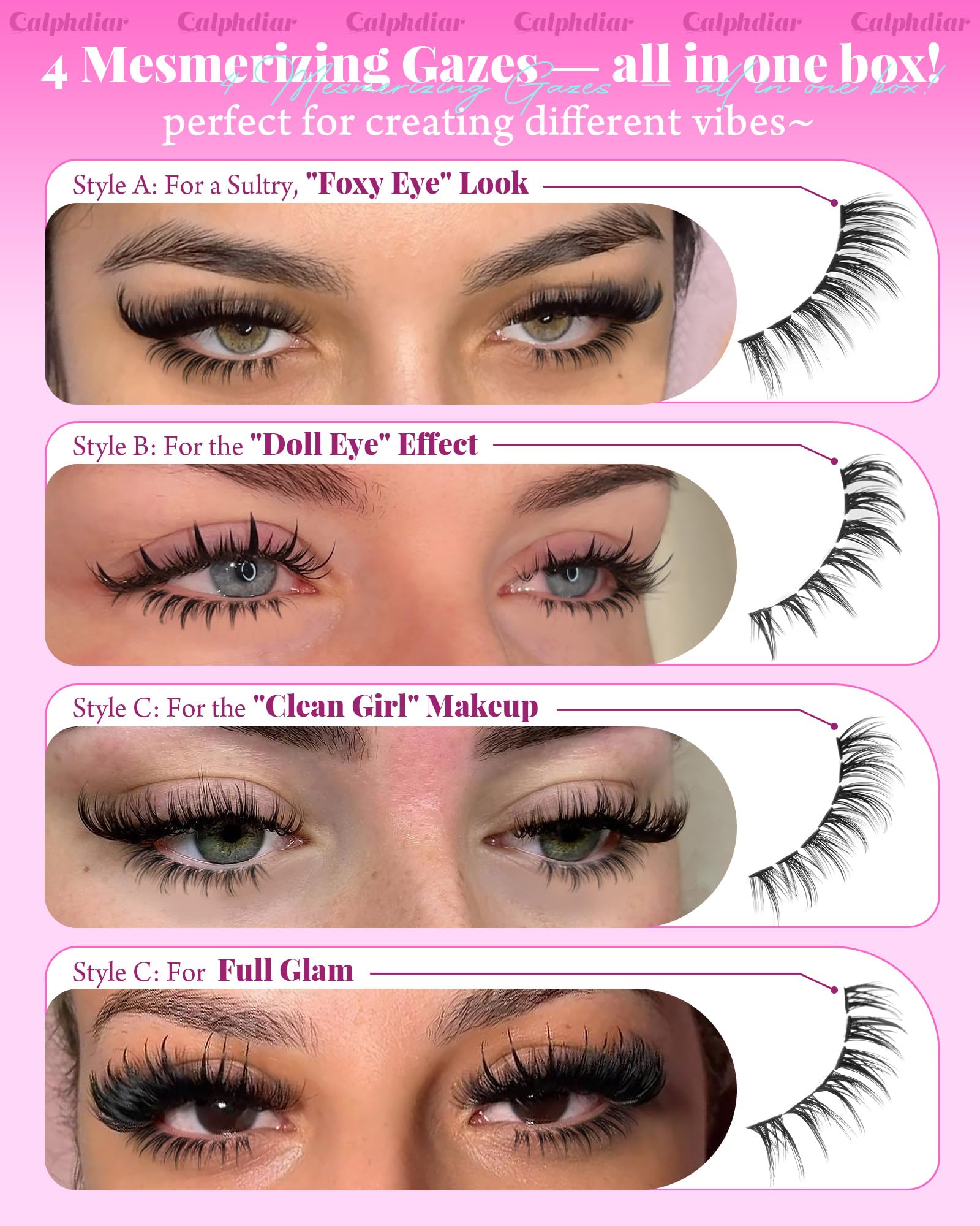 Calphdiar bottom lash clusters bold style creates weekend-worthy, eye-catching definition.