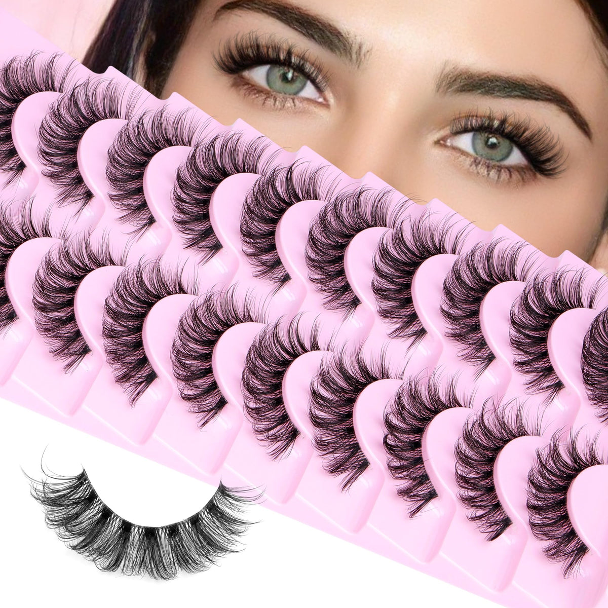 Calphdiar cat-eye gradient lashes enhance eye shape with 8–14mm length.