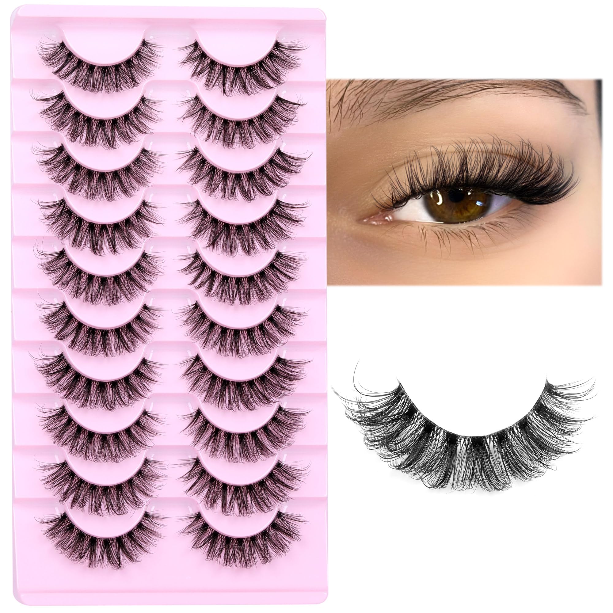 Calphdiar D-curved lashes add dense, natural fullness and defined curl.