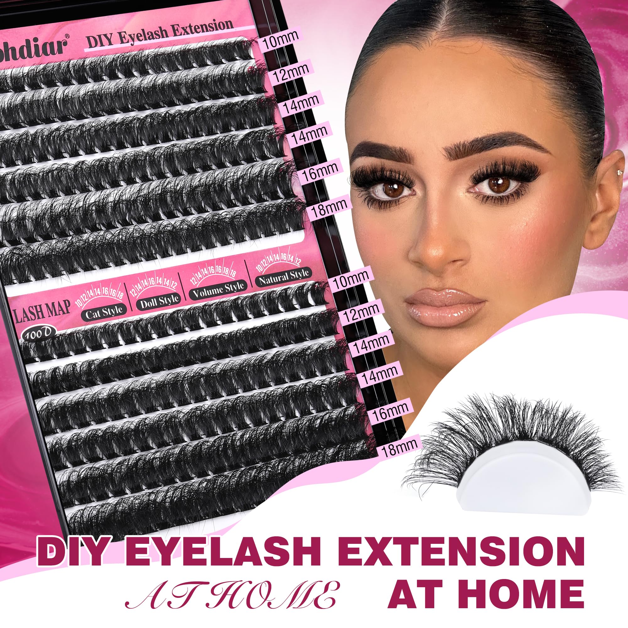 Calphdiar lash clusters offering 10-18 mm length options for versatility