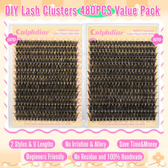 Calphdiar Lashes Clusters close-up density shows fluffy volume.