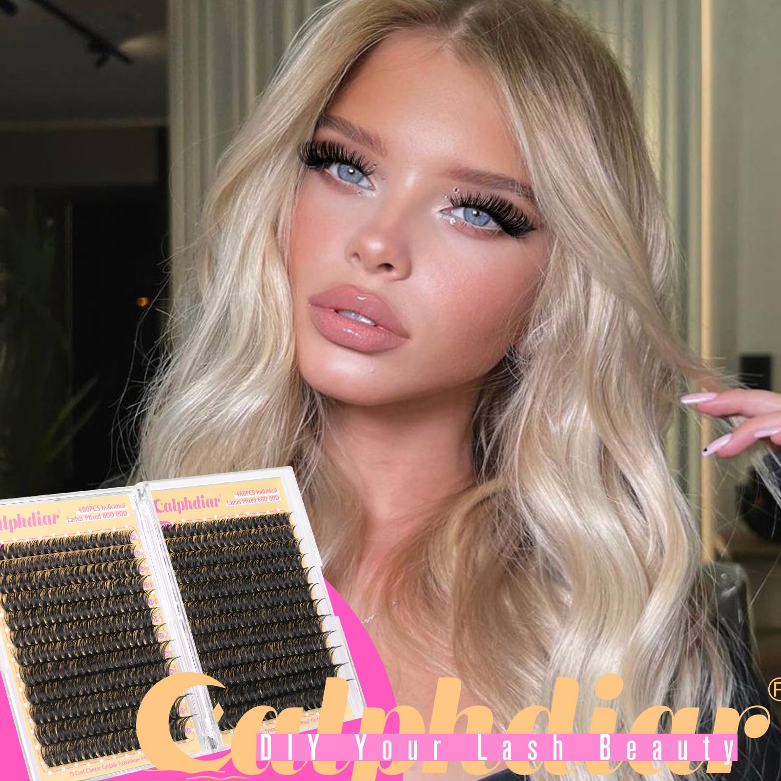 Calphdiar Lashes Clusters mink-like fiber mimics salon texture.