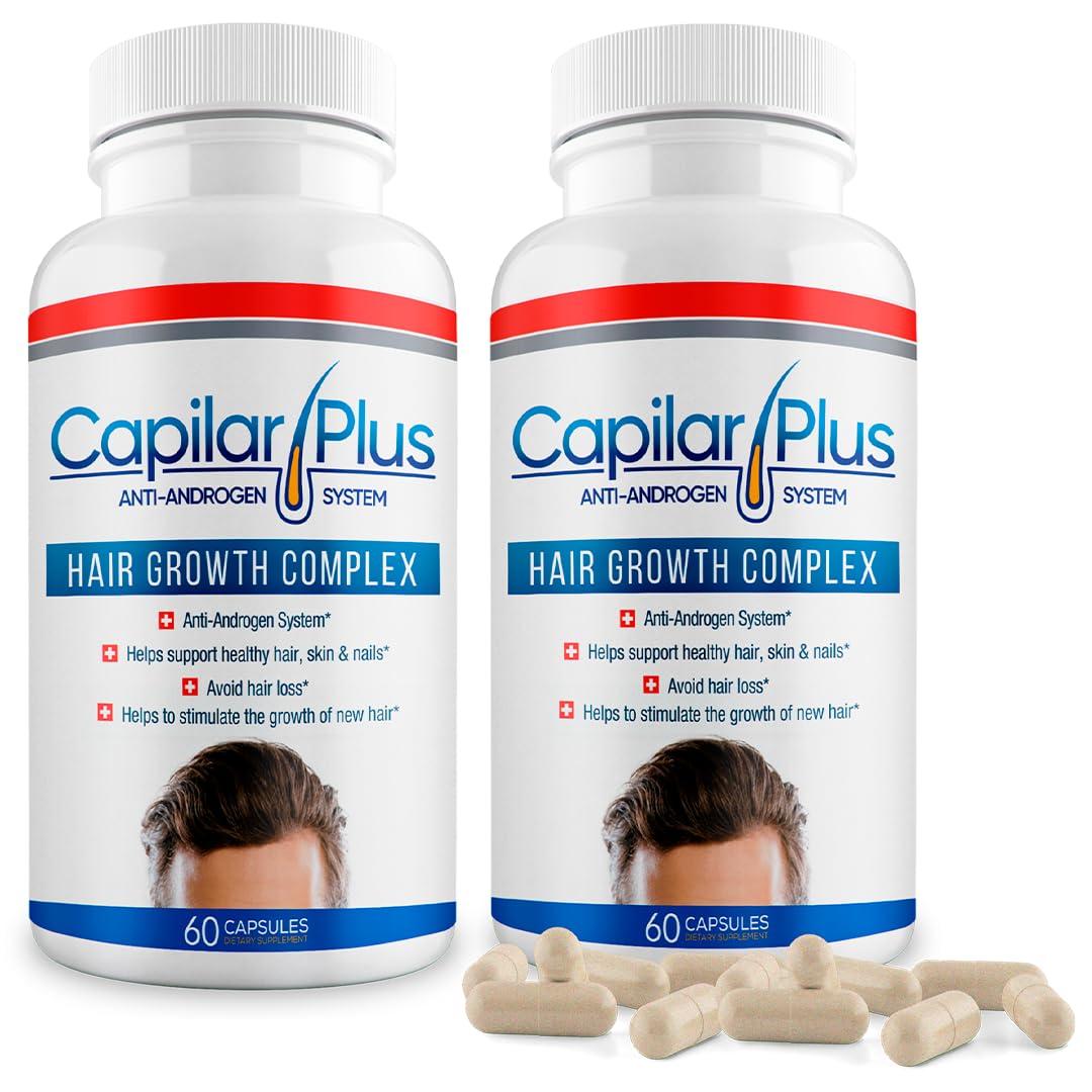 CALVISTOP Capilar Plus bottle closeup promoting hair growth potential.