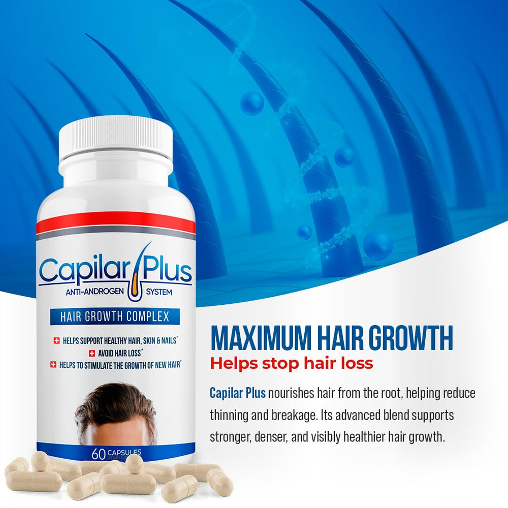 CALVISTOP Capilar Plus capsules close-up showing easy daily intake