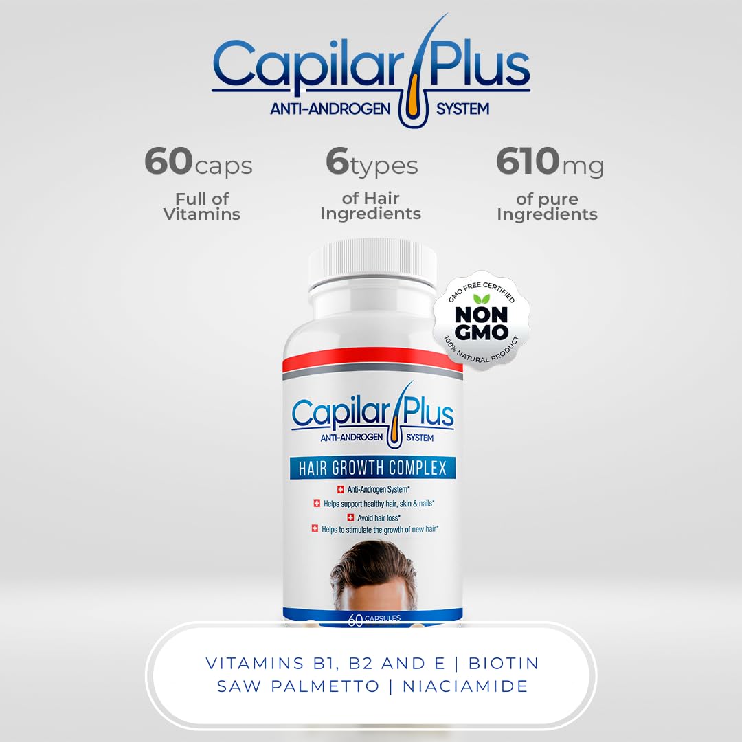 CALVISTOP Capilar Plus packaging box arranged for a simple hair care routine.