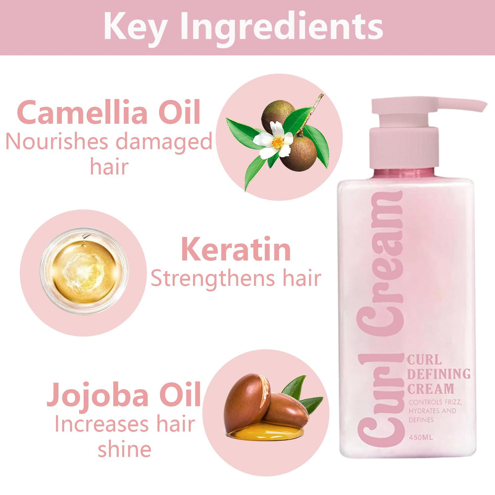 Close-up shows smooth, defined curls after using Calyphra Cream.