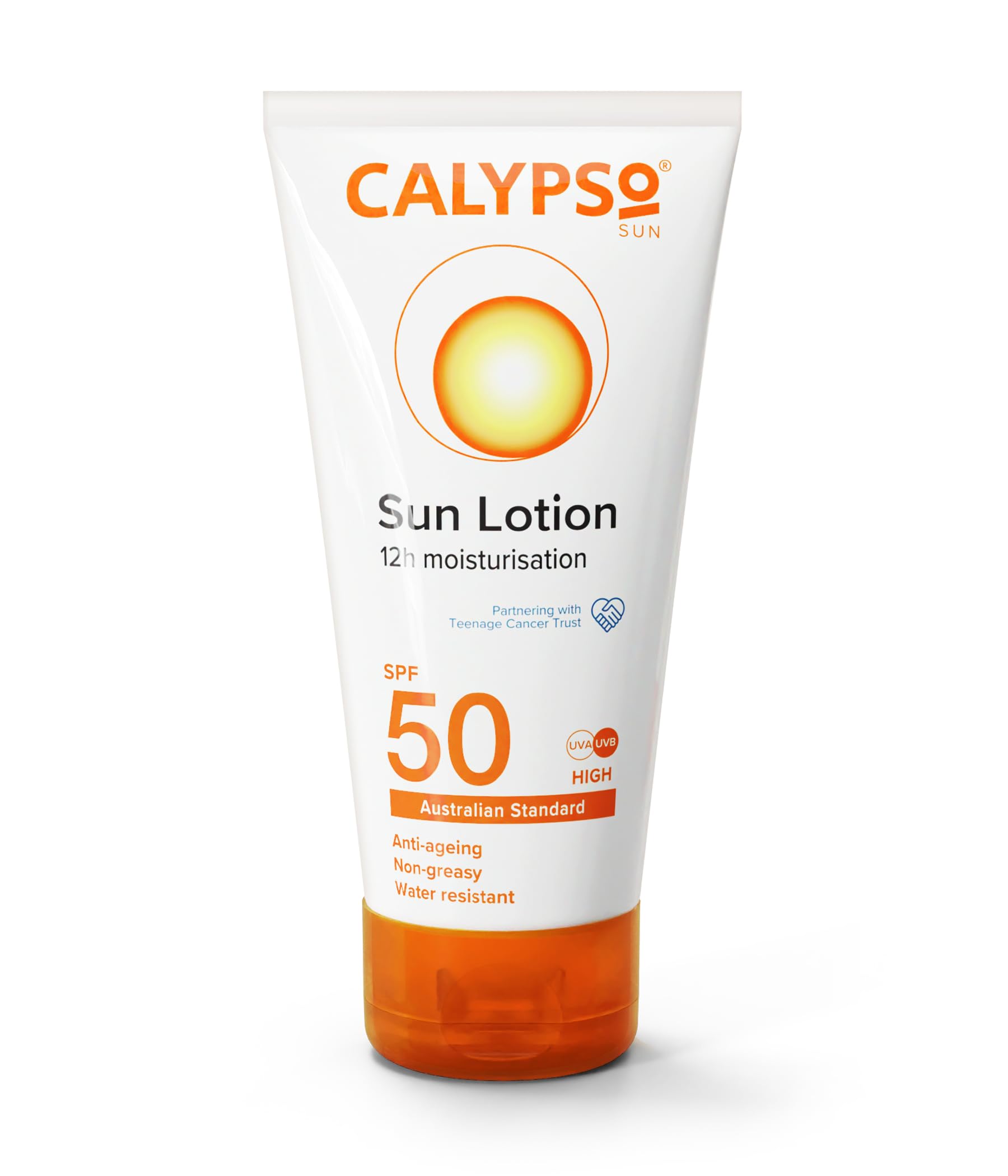 Calypso Linco Care Sun Lotion texture close-up shows light, non-greasy finish.