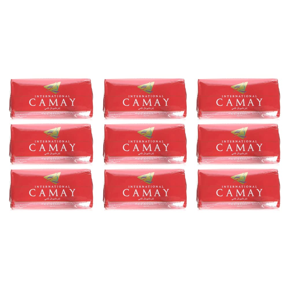 Camay Classic bar soap 9-bars pack close-up texture promoting smooth, radiant skin