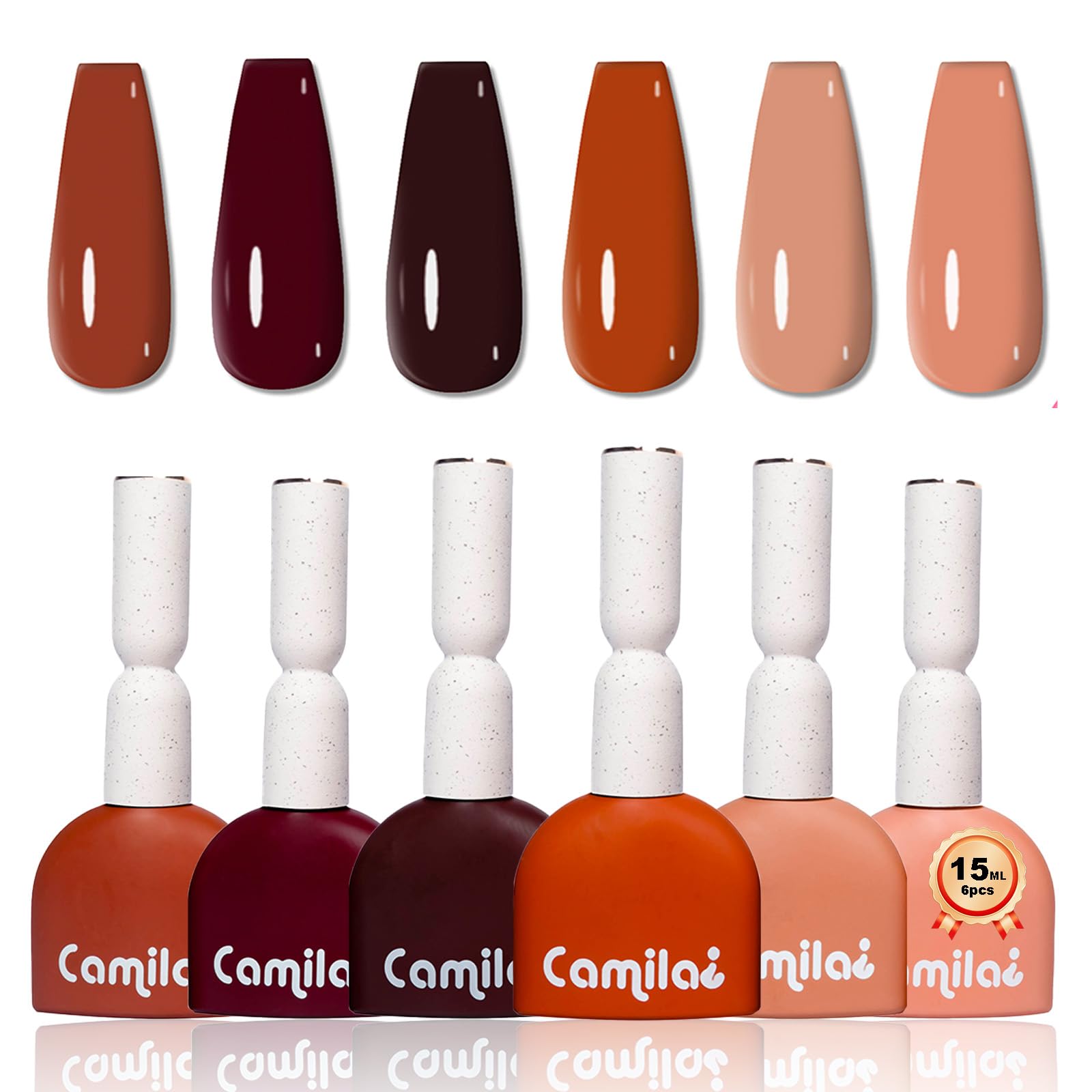 Camila 6pcs gel polish set brown bottles with vibrant fall shades