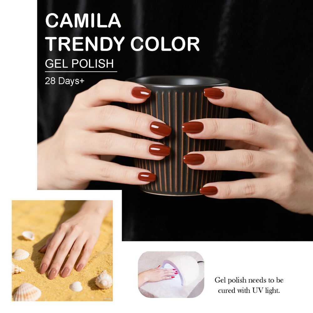 Camila gel polish being applied for a smooth soak-off manicure