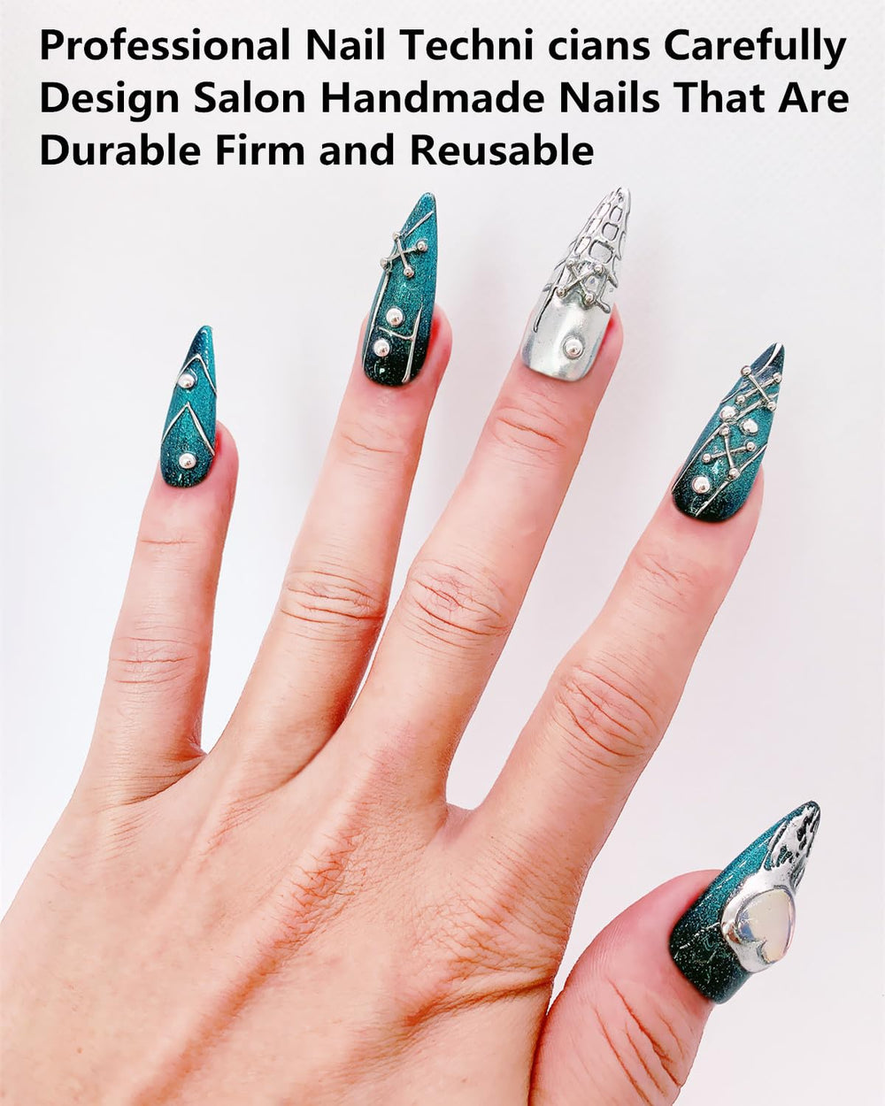 CAMILCY hand-painted nail detail showing intricate design and texture.