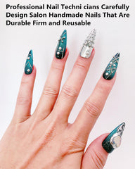 CAMILCY hand-painted nail detail showing intricate design and texture.