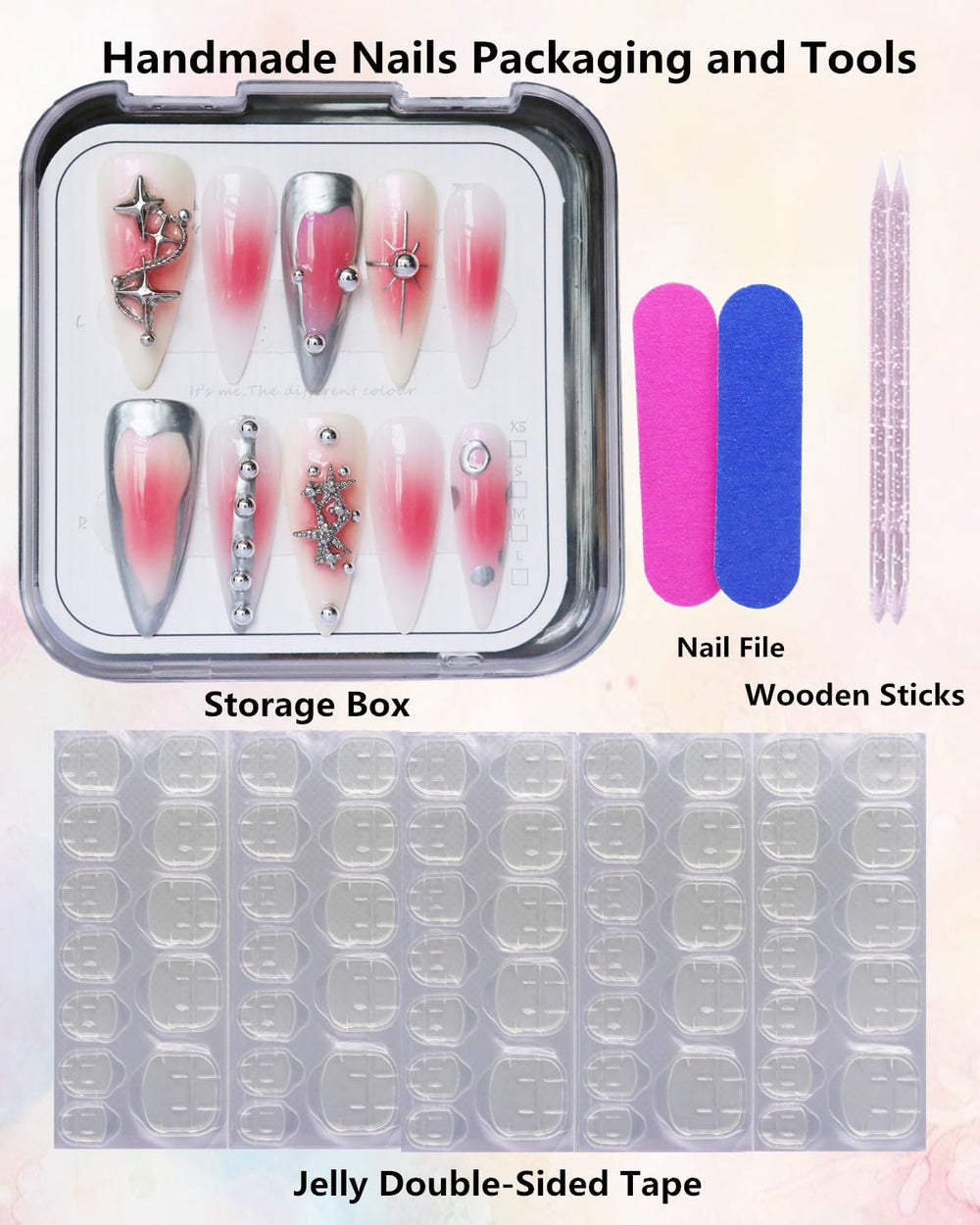 CAMILCY luxury handmade nails packaging includes files and jelly tape