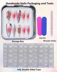 CAMILCY luxury handmade nails packaging includes files and jelly tape