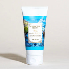 Camille Beckman Mountain Spring hand cream close-up highlighting quick-absorb formula.