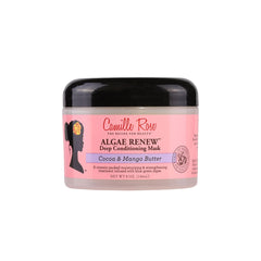 Camille Rose Algae Renew Mask bottle with peppermint scent for refreshing conditioning.