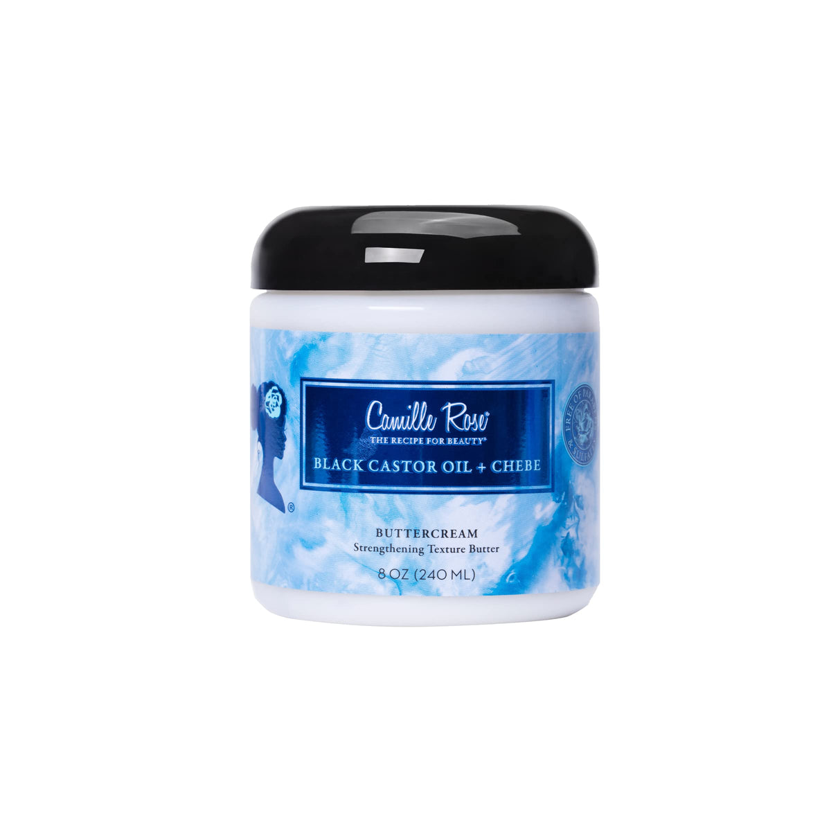 Camille Rose Black Castor Oil & Chebe Buttercream bottle showing nourishing moisture