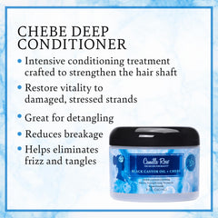 Close-up of Chebe powder infusion with Camille Rose bottle, hinting at strengthened, healthier-feeling hair.