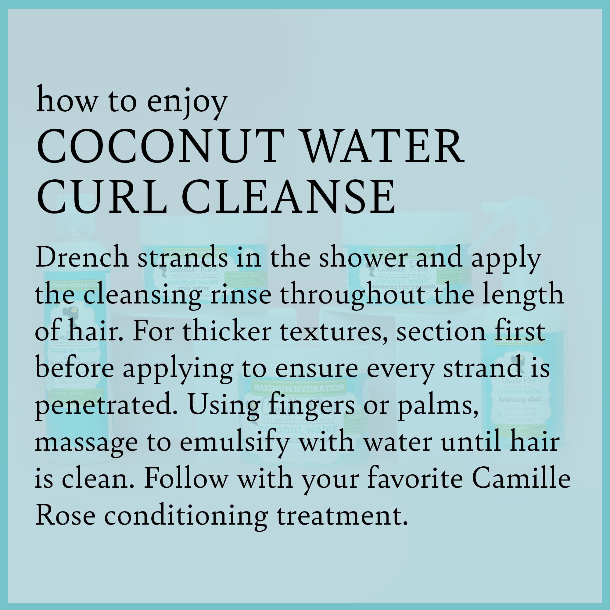 Ingredient scene highlights rosemary oil and coconut components for scalp hydration.