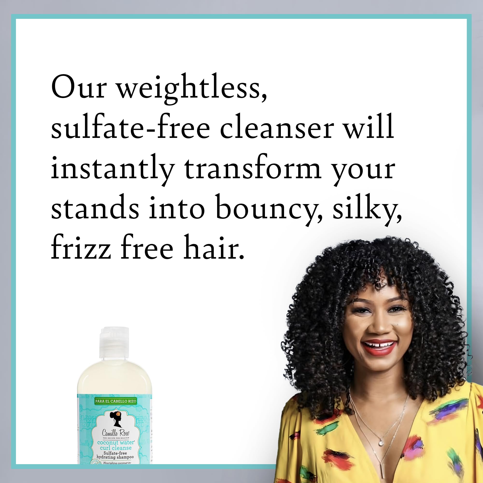 Lather shot shows gentle cleansing that helps manage frizz and define curls.