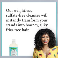 Lather shot shows gentle cleansing that helps manage frizz and define curls.