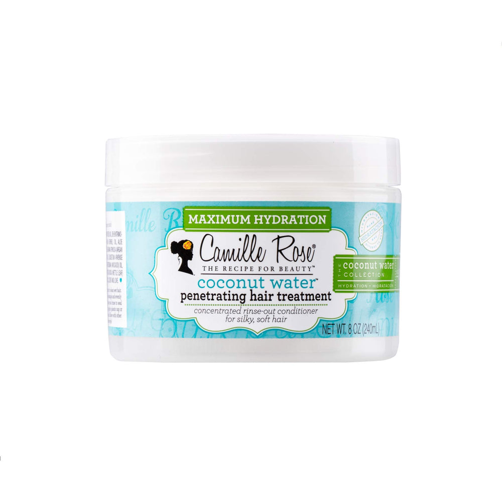 Camille Rose Coconut Water Penetrating Treatment bottle close-up for deep hydration