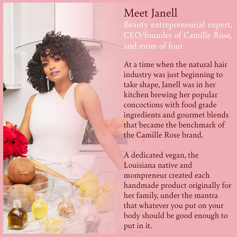 Camille Rose Guava Whipped Cream jar emphasizes long-lasting flexible hold.