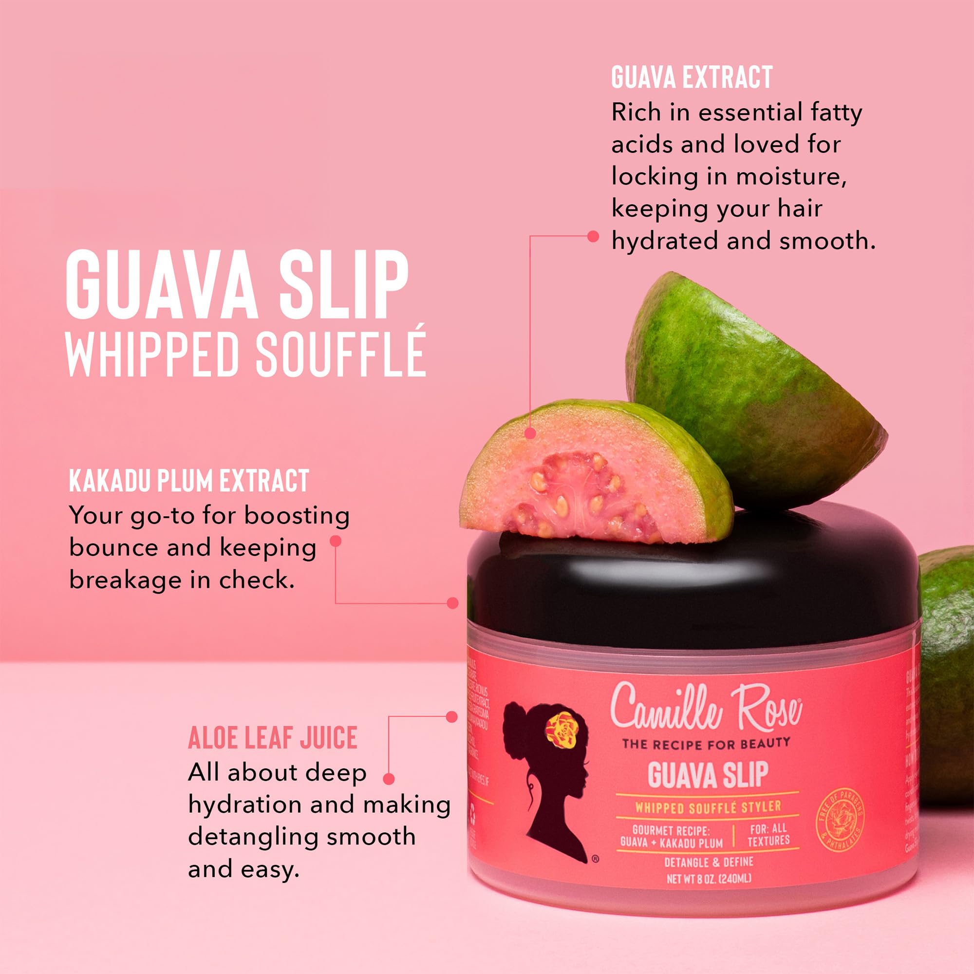 Camille Rose Guava Whipped Cream curls defined with reduced frizz.