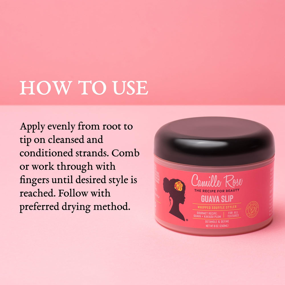 Camille Rose Guava Whipped Cream bottle highlights Kakadu plum for nourishment.