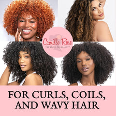 Camille Rose Guava Whipped Cream on hair section showing smooth, defined strands.