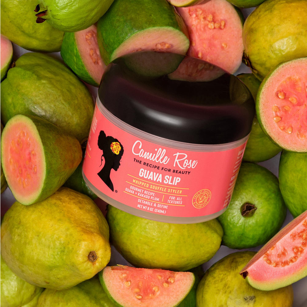 Camille Rose Guava Whipped Cream rich texture emphasizes deep hydration.